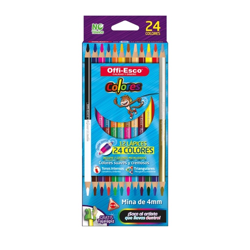 [OE-142] OFFI-ESCO COLOR DOBLE PUNTA 4mm X12/24