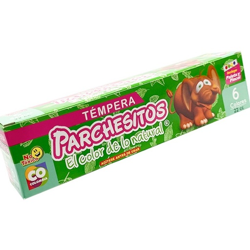TEMPERA PARCHESITOS CAJA X6 COLORES