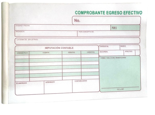 COMPROBANTE DE EGRESO EFECTIVO CIO