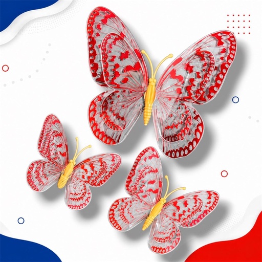 [JJJ253164] MARIPOSA 3D CON IMAN ROJO X 12 PCS