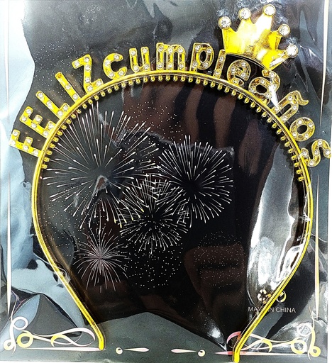 [JJJ253158] DIADEMA FELIZ CUMPLEAÑOS DORADA