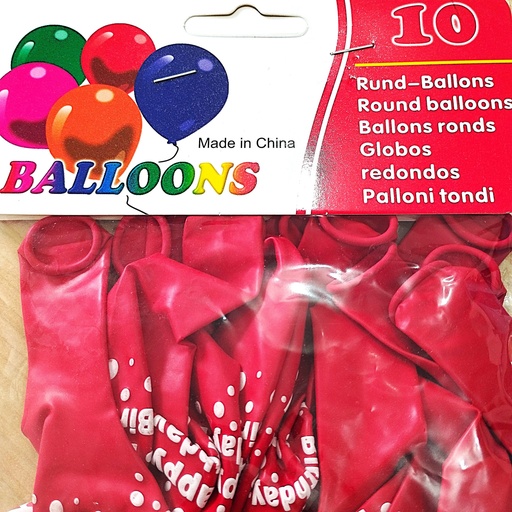 [JJJ253071] BOMBA FELIZ CUMPLEAÑOS X10PCS ROJO